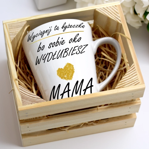 KUBEK LATTE 330ml W SKRZYNCE DLA MAMY PREZENT DZIEŃ MATKI MAMA MAMUSIA