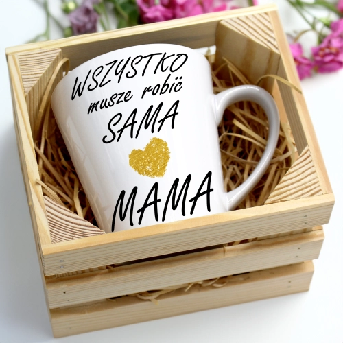 KUBEK LATTE 330ml W SKRZYNCE DLA MAMY PREZENT DZIEŃ MATKI MAMA MAMUSIA