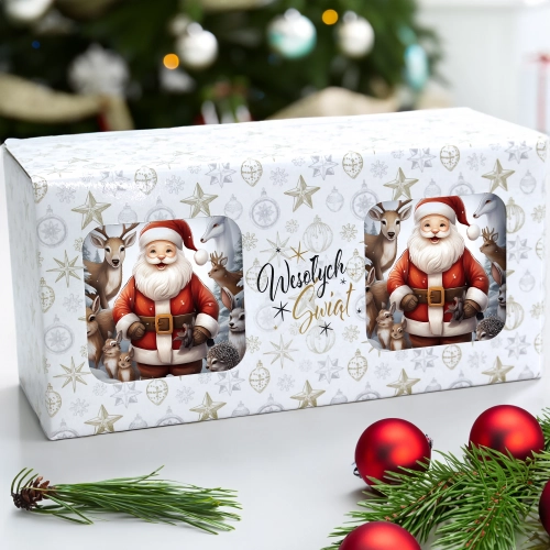 ŚWIĄTECZNY KOMPLET KUBKÓW 330ml NA PREZENT MIKOŁAJ ZESTAW ŚWIĘTA MIKOŁAJ