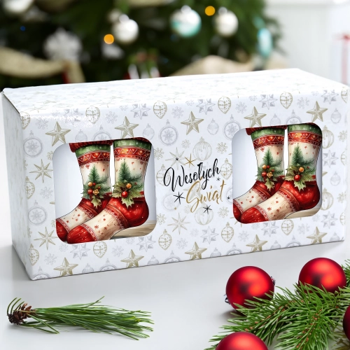 ŚWIĄTECZNY KOMPLET KUBKÓW 330ml NA PREZENT MIKOŁAJ ZESTAW ŚWIĘTA MIKOŁAJ