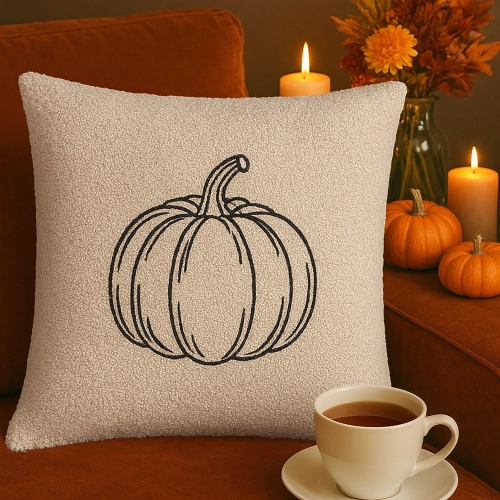 Jesienna poszewka dekoracyjna 40x40 cm z weluru z haftem i aplikacją dyni