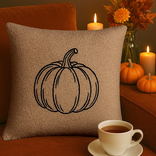 Jesienna poszewka dekoracyjna 40x40 cm z weluru z haftem i aplikacją dyni