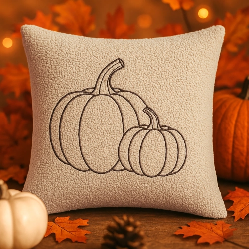 Jesienna poszewka dekoracyjna 40x40 cm z weluru z haftem i aplikacją dyni