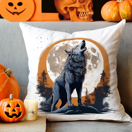 POSZEWKA DEKORACYJNA 40x40 JASIEK OZDOBNA HALLOWEENOWA HALLOWEEN WILK