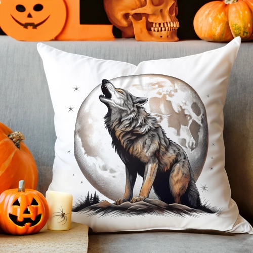 POSZEWKA DEKORACYJNA 40x40 JASIEK OZDOBNA HALLOWEENOWA HALLOWEEN WILK