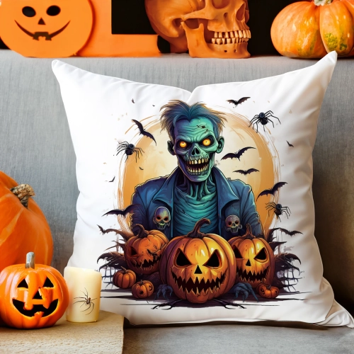 POSZEWKA DEKORACYJNA 40x40 JASIEK OZDOBNA HALLOWEENOWA HALLOWEEN DYNIE KOŚCIOTRUPWAMPIR