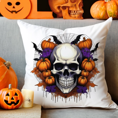 POSZEWKA DEKORACYJNA 40x40 JASIEK OZDOBNA HALLOWEENOWA HALLOWEEN DYNIE CZASZKA KOŚCIOTRUPWAMPIR