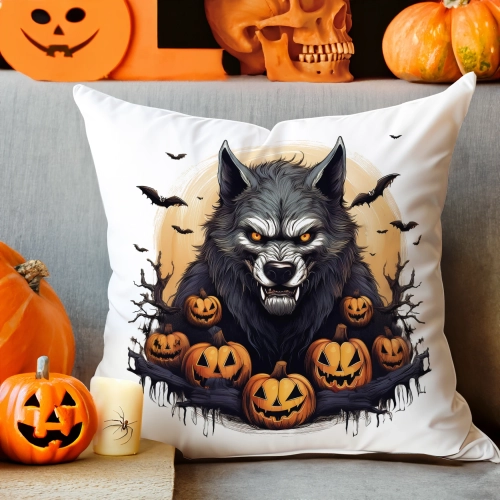 POSZEWKA DEKORACYJNA 40x40 JASIEK OZDOBNA HALLOWEENOWA HALLOWEEN DYNIE WILKOŁAK