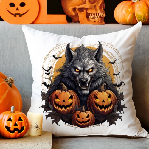 POSZEWKA DEKORACYJNA 40x40 JASIEK OZDOBNA HALLOWEENOWA HALLOWEEN DYNIE WILKOŁAK