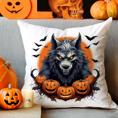 POSZEWKA DEKORACYJNA 40x40 JASIEK OZDOBNA HALLOWEENOWA HALLOWEEN DYNIE WILKOŁAK