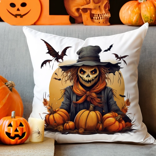 POSZEWKA DEKORACYJNA 40x40 JASIEK OZDOBNA HALLOWEENOWA HALLOWEEN DYNIE STRACH KOŚCIOTRUP