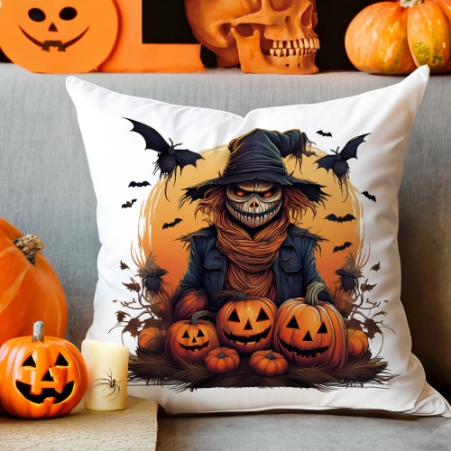 POSZEWKA DEKORACYJNA 40x40 JASIEK OZDOBNA HALLOWEENOWA HALLOWEEN DYNIE STRACH KOŚCIOTRUP