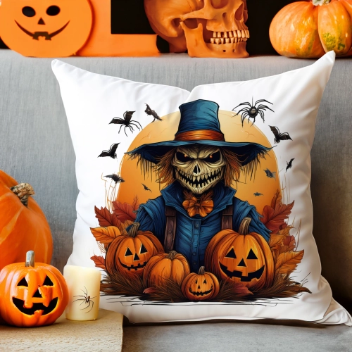 POSZEWKA DEKORACYJNA 40x40 JASIEK OZDOBNA HALLOWEENOWA HALLOWEEN DYNIE STRACH KOŚCIOTRUP