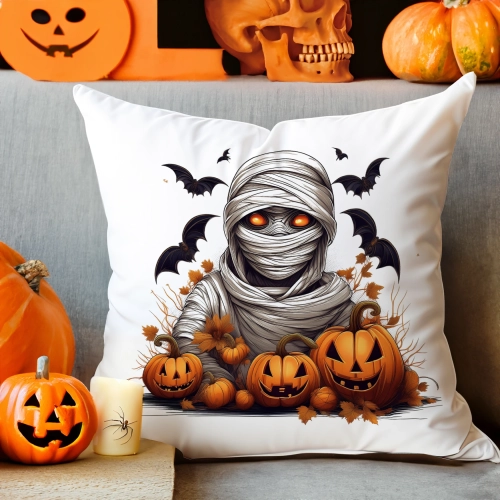 POSZEWKA DEKORACYJNA 40x40 JASIEK OZDOBNA HALLOWEENOWA HALLOWEEN DYNIE MUMIA