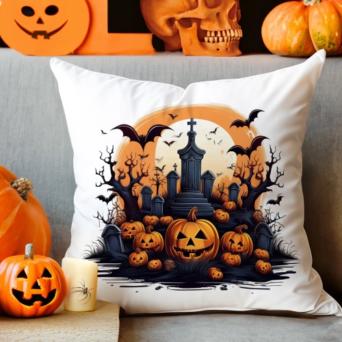 POSZEWKA DEKORACYJNA 40x40 JASIEK OZDOBNA HALLOWEENOWA HALLOWEEN DYNIE GROBOWIEC