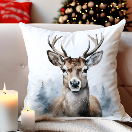 PODUSZKA DEKORACYJNA 40X40 ŚWIĄTECZNA PREZENT ZIMOWA OZDOBNA ŚWIĘTA RENIFER