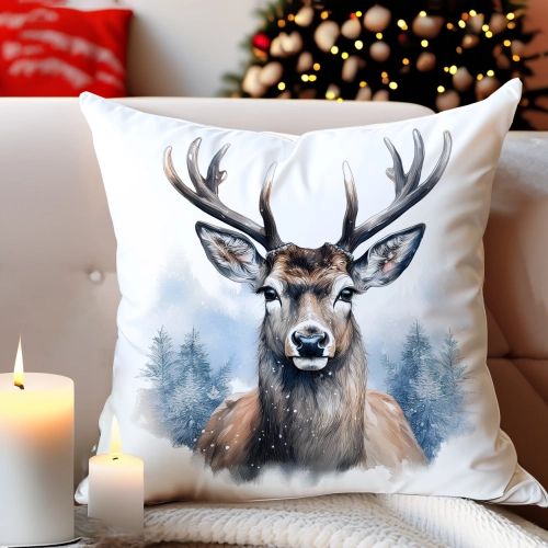 PODUSZKA DEKORACYJNA 40X40 ŚWIĄTECZNA PREZENT ZIMOWA OZDOBNA ŚWIĘTA RENIFER