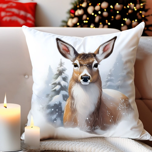 PODUSZKA DEKORACYJNA 40X40 ŚWIĄTECZNA PREZENT ZIMOWA OZDOBNA ŚWIĘTA RENIFER