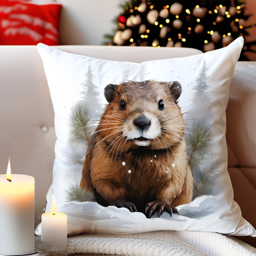 PODUSZKA DEKORACYJNA 40X40 ŚWIĄTECZNA PREZENT ZIMOWA OZDOBNA ŚWIĘTA RENIFER