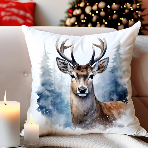 PODUSZKA DEKORACYJNA 40X40 ŚWIĄTECZNA PREZENT ZIMOWA OZDOBNA ŚWIĘTA RENIFER
