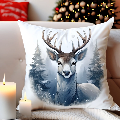 PODUSZKA DEKORACYJNA 40X40 ŚWIĄTECZNA PREZENT ZIMOWA OZDOBNA ŚWIĘTA RENIFER