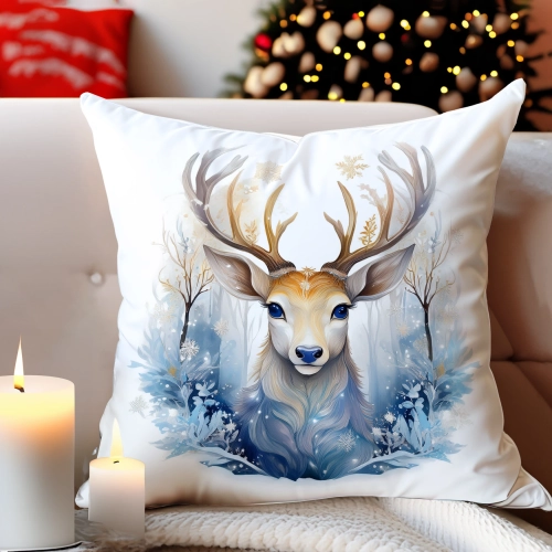 PODUSZKA DEKORACYJNA 40X40 ŚWIĄTECZNA PREZENT ZIMOWA OZDOBNA ŚWIĘTA RENIFER