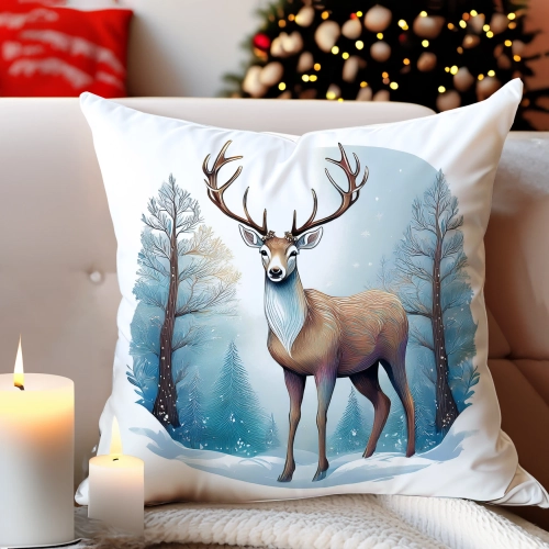 PODUSZKA DEKORACYJNA 40X40 ŚWIĄTECZNA PREZENT ZIMOWA OZDOBNA ŚWIĘTA RENIFER