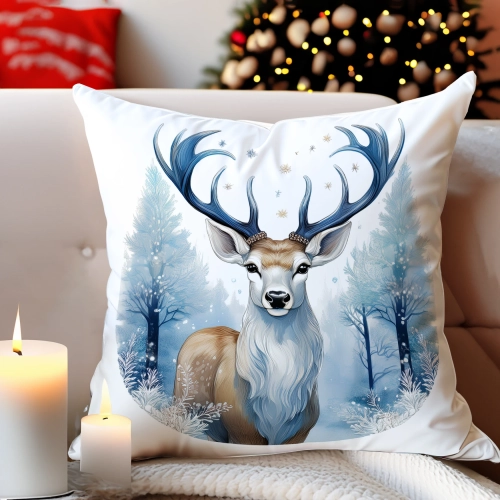 POSZEWKA DEKORACYJNA 40x40 JASIEK OZDOBNA ZIMOWA ŚWIĄTECZNA JELEŃ RENIFER