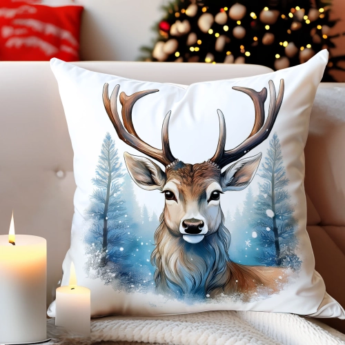 PODUSZKA DEKORACYJNA 40X40 ŚWIĄTECZNA PREZENT ZIMOWA OZDOBNA ŚWIĘTA RENIFER