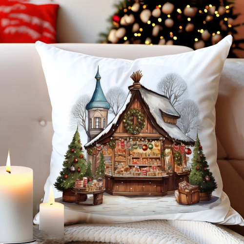 PODUSZKA DEKORACYJNA 40X40 ŚWIĄTECZNA PREZENT ZIMOWA OZDOBNA ŚWIĘTA RENIFER