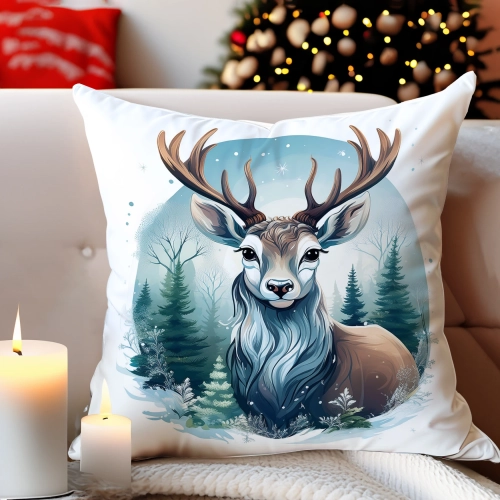 PODUSZKA DEKORACYJNA 40X40 ŚWIĄTECZNA PREZENT ZIMOWA OZDOBNA ŚWIĘTA RENIFER
