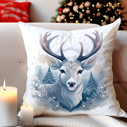 PODUSZKA DEKORACYJNA 40X40 ŚWIĄTECZNA PREZENT ZIMOWA OZDOBNA ŚWIĘTA RENIFER