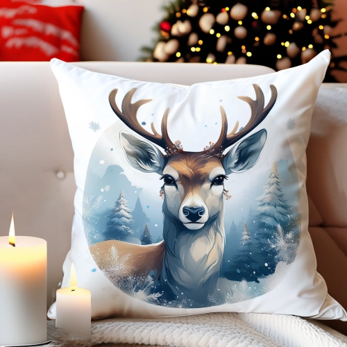 PODUSZKA DEKORACYJNA 40X40 ŚWIĄTECZNA PREZENT ZIMOWA OZDOBNA ŚWIĘTA RENIFER