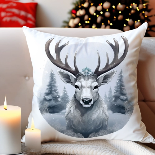 PODUSZKA DEKORACYJNA 40X40 ŚWIĄTECZNA PREZENT ZIMOWA OZDOBNA ŚWIĘTA RENIFER