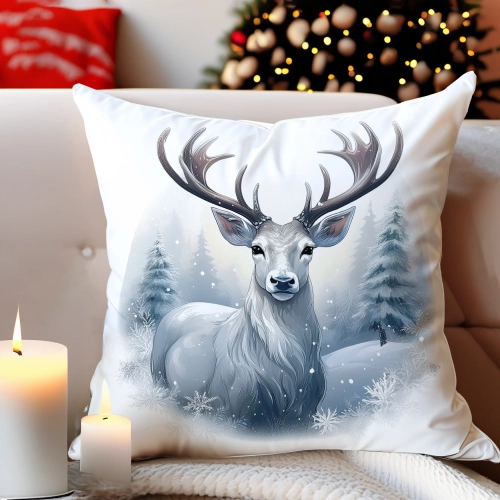 PODUSZKA DEKORACYJNA 40X40 ŚWIĄTECZNA PREZENT ZIMOWA OZDOBNA ŚWIĘTA RENIFER