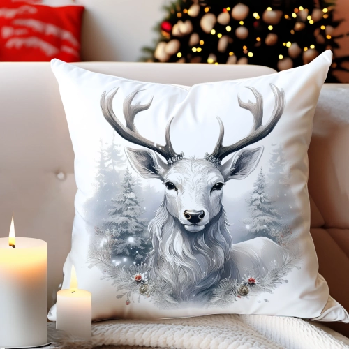 PODUSZKA DEKORACYJNA 40X40 ŚWIĄTECZNA PREZENT ZIMOWA OZDOBNA ŚWIĘTA RENIFER