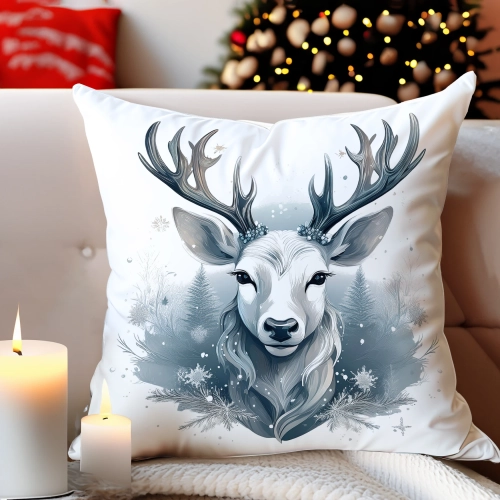 PODUSZKA DEKORACYJNA 40X40 ŚWIĄTECZNA PREZENT ZIMOWA OZDOBNA ŚWIĘTA RENIFER