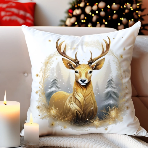 PODUSZKA DEKORACYJNA 40X40 ŚWIĄTECZNA PREZENT ZIMOWA OZDOBNA ŚWIĘTA RENIFER