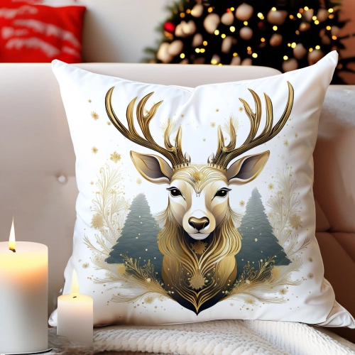 PODUSZKA DEKORACYJNA 40X40 ŚWIĄTECZNA PREZENT ZIMOWA OZDOBNA ŚWIĘTA RENIFER