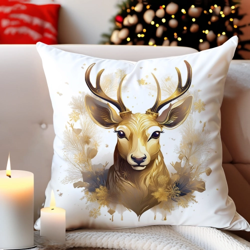 PODUSZKA DEKORACYJNA 40X40 ŚWIĄTECZNA PREZENT ZIMOWA OZDOBNA ŚWIĘTA RENIFER