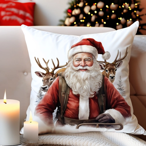 PODUSZKA DEKORACYJNA 40X40 ŚWIĄTECZNA PREZENT ZIMOWA OZDOBNA ŚWIĘTA RENIFER