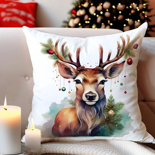POSZEWKA DEKORACYJNA 40x40 JASIEK OZDOBNA ZIMOWA ŚWIĄTECZNA JELEŃ RENIFER