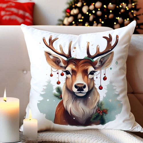 POSZEWKA DEKORACYJNA 40x40 JASIEK OZDOBNA ZIMOWA ŚWIĄTECZNA JELEŃ RENIFER