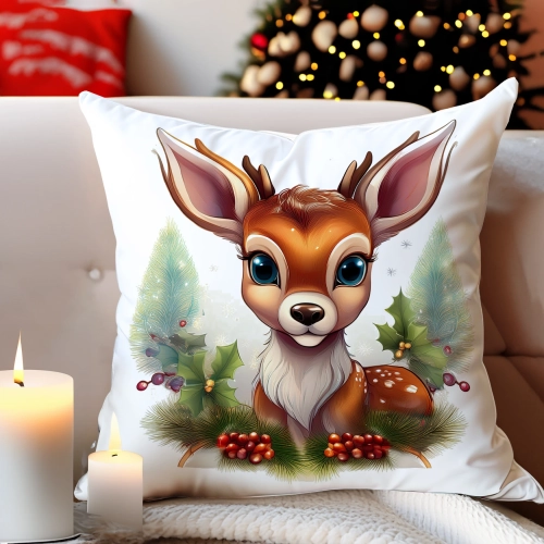 PODUSZKA DEKORACYJNA 40X40 ŚWIĄTECZNA PREZENT ZIMOWA OZDOBNA ŚWIĘTA RENIFER