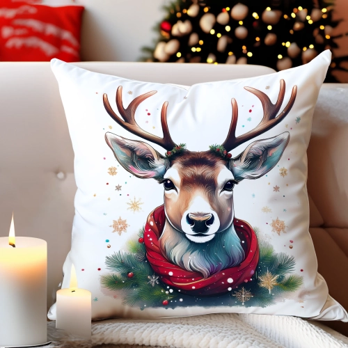 PODUSZKA DEKORACYJNA 40X40 ŚWIĄTECZNA PREZENT ZIMOWA OZDOBNA ŚWIĘTA RENIFER