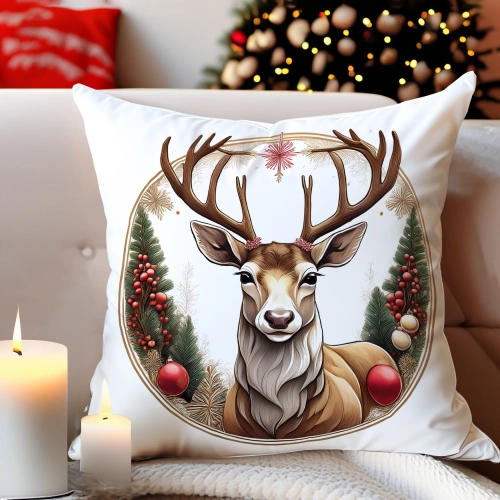 PODUSZKA DEKORACYJNA 40X40 ŚWIĄTECZNA PREZENT ZIMOWA OZDOBNA ŚWIĘTA RENIFER