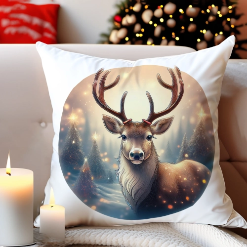 PODUSZKA DEKORACYJNA 40X40 ŚWIĄTECZNA PREZENT ZIMOWA OZDOBNA ŚWIĘTA RENIFER