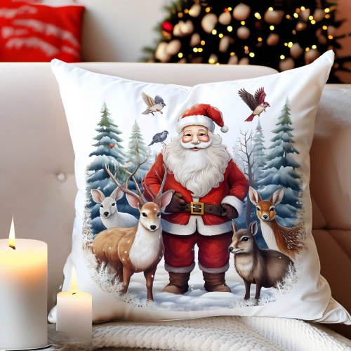 PODUSZKA DEKORACYJNA 40X40 ŚWIĄTECZNA PREZENT ZIMOWA OZDOBNA ŚWIĘTA RENIFER