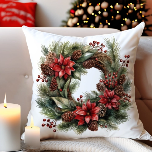 PODUSZKA DEKORACYJNA 40X40 ŚWIĄTECZNA PREZENT ZIMOWA OZDOBNA ŚWIĘTA RENIFER