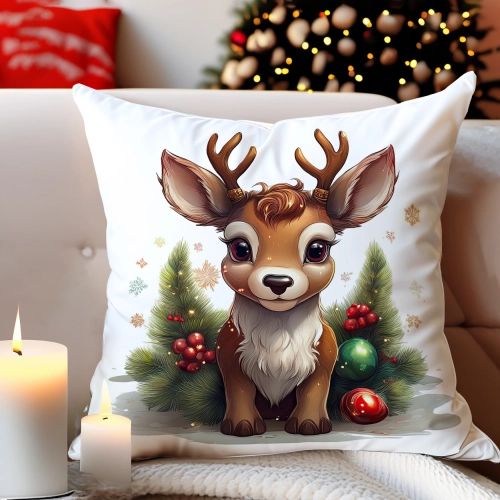 PODUSZKA DEKORACYJNA 40X40 ŚWIĄTECZNA PREZENT ZIMOWA OZDOBNA ŚWIĘTA RENIFER